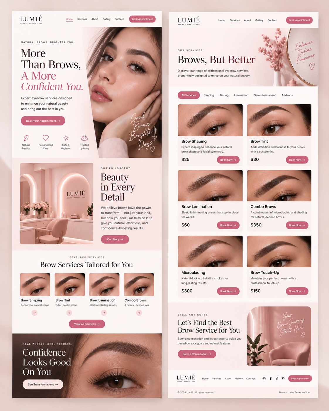Lumié — brow beauty studio brand and website