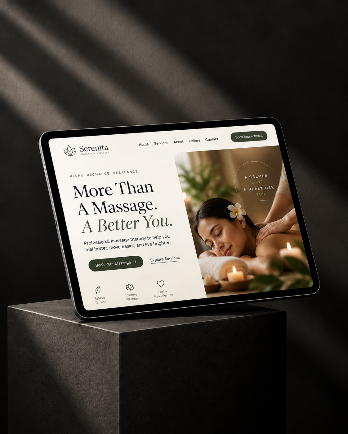 Serenita massage and wellness website